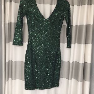 Green sequin cocktail dress